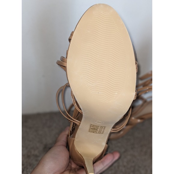 Allegra K Strappy Heels Stilettos‎ Ankle Strap Dress Nude Tan Sandals US 10 NEW - Picture 9 of 10